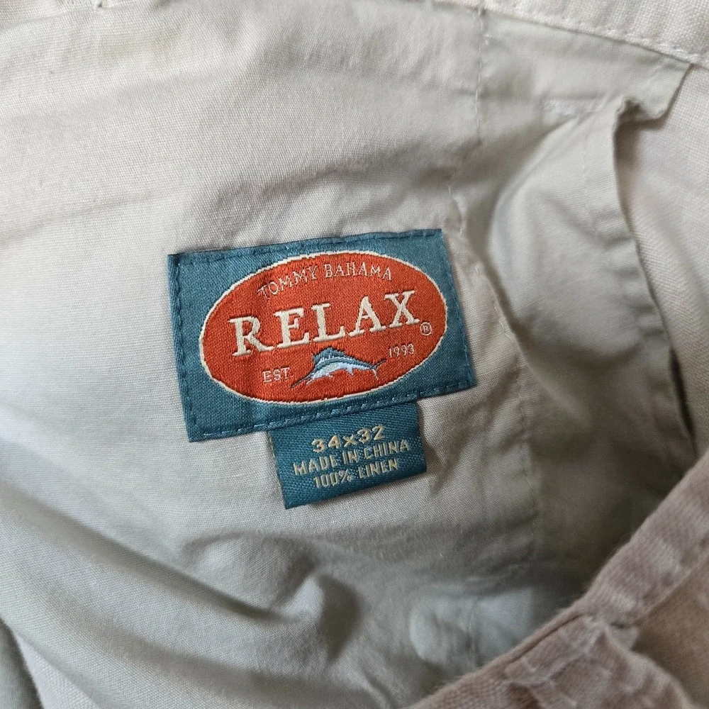 Tommy Bahama Relax Men's Linen Pants 34x32 Beige Casual Lightweight Beach